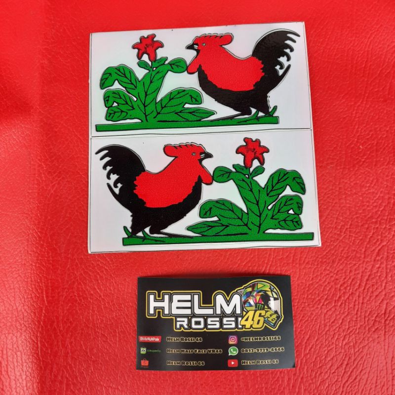 [COD] Sticker ayam jago - 1 pasang 2 pcs untuk helm KYT KYOTO dj maru NHK INK NHK DLL