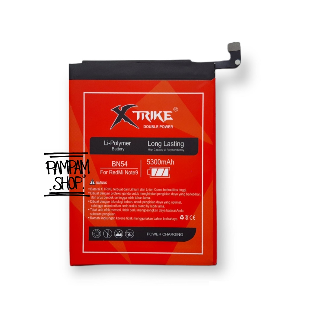 Baterai XTRIKE Double Power Original XiaoMi BN54 Redmi 9 Note 9 Batre Batrai Battery HP Handphone Ori BN 54