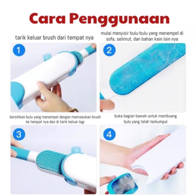 Pembersih Bulu untuk Hewan Peliharaan (2 in 1 set) / Sisir Anjing &amp; Kucing / Pengangkat Bulu Kucing