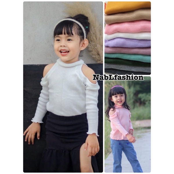 Fiola Blouse Turtle Neck 1-4thn/pakaian anak perempuan kaos turtleneck anak perempuan