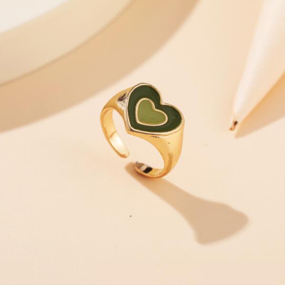 Cincin Model Terbuka Lapis Emas Dan Silver Bentuk Hati Untuk Wanita