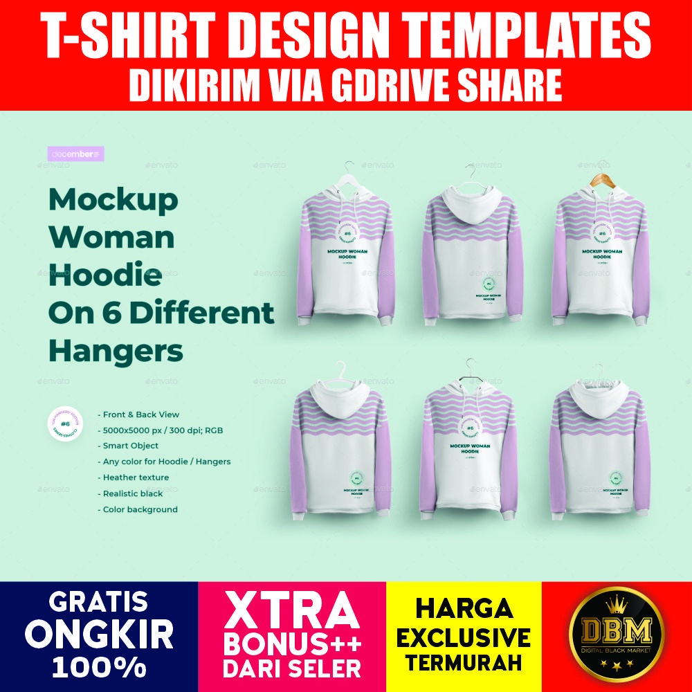 Front And Back Woman Hoodie Mockup On 6 Different Hangers - Photoshop