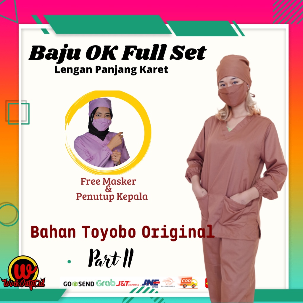 Baju Ok / OKA | Baju Jaga Perawat Dokter Petugas Medis LENGAN KARET PANJANG | Bahan Toyobo | Part II