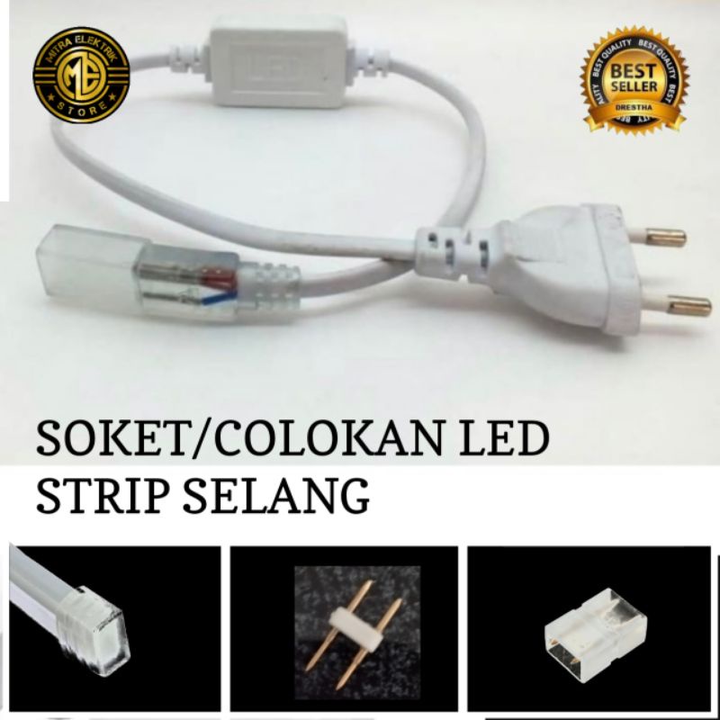 ADAPTOR SOKET COLOKAN LED SELANG SMD 5050 TUTUP SELANG SAMBUNGAN LED SELANG