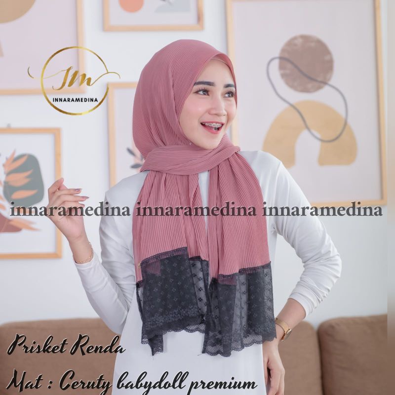 (BISA COD) Pashmina Plisket Renda Brokat/ Pasmina Plisket Renda Brukat / Pashmina model terbaru