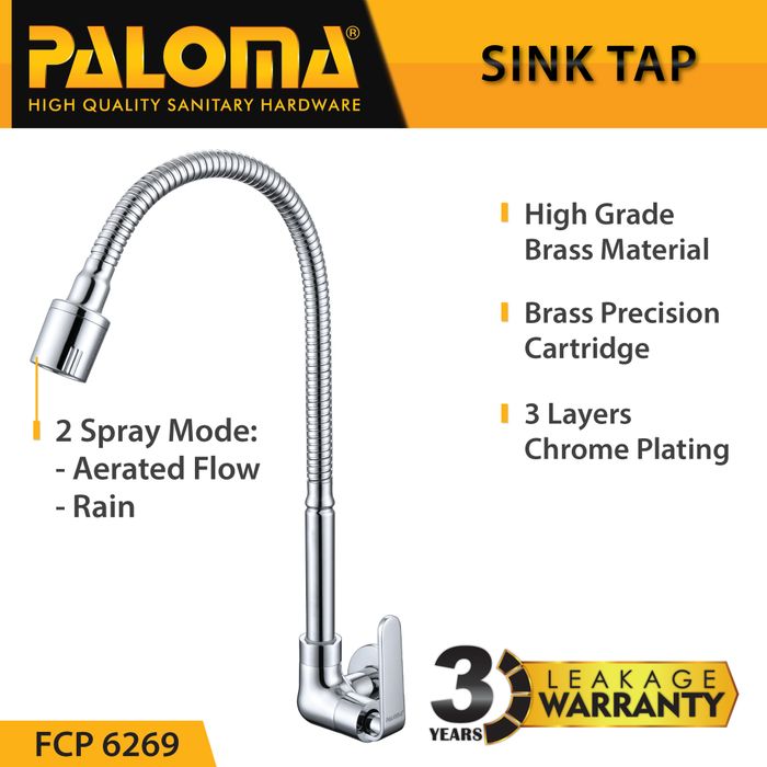 PALOMA FCP 6269 Keran Sink Fleksibel Angsa Cuci Piring Dapur Kran Air