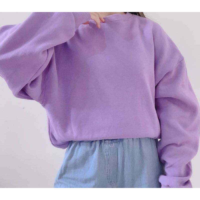 SWEATER WANITA CROP OVERSIZE LILAC PREMIUM TERMURAH TERLARIS'