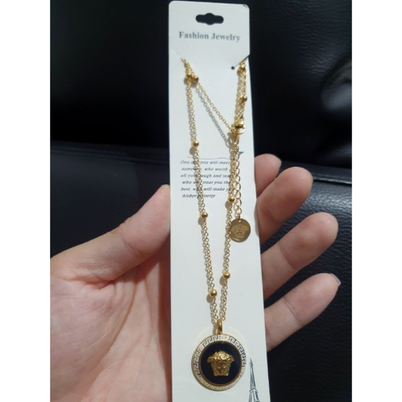 Kalung Titanium asli Bandul V€R$AC€ Premium Quality Anti karat anti alergi Stainless steel ori branded band logo 2