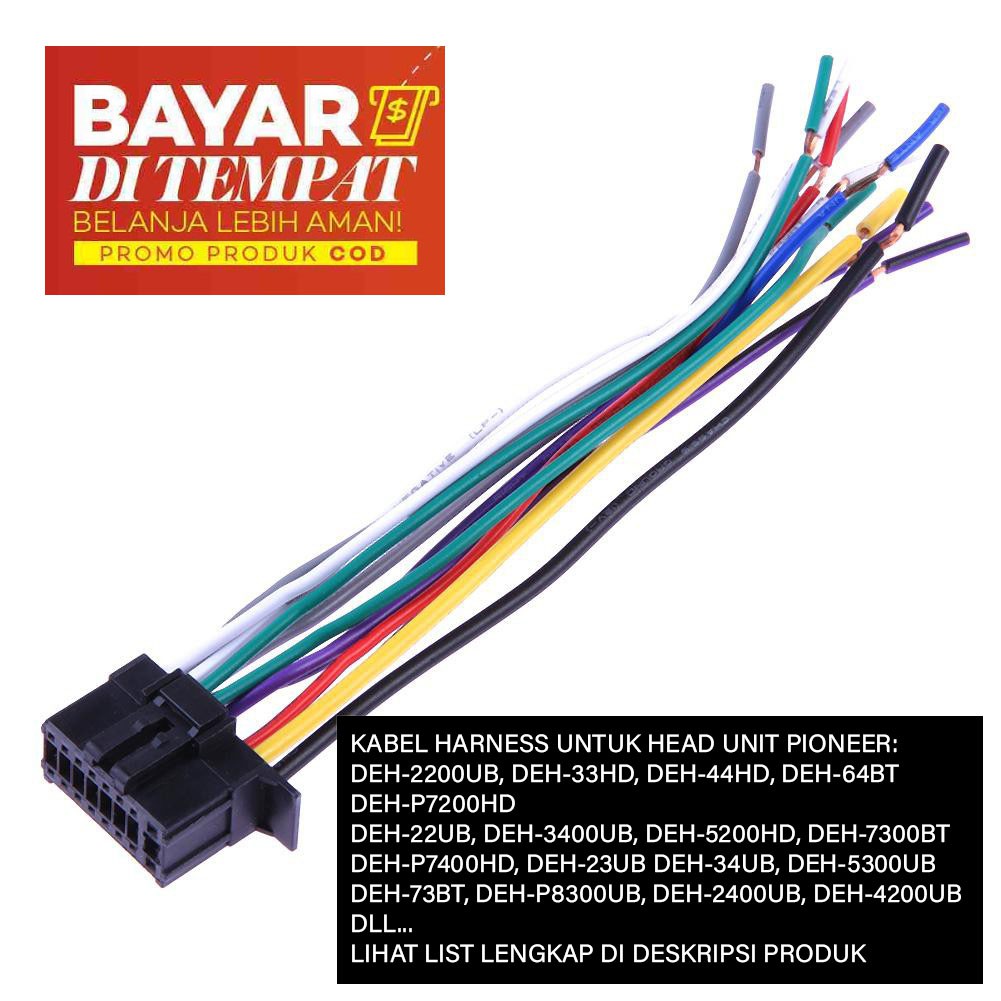 Kabel Soket Pnp 16 Pin Untuk Head Unit Pioneer Seri Deh Dan Dxt Tape Mobil Pioneer 2012 Ke Atas Shopee Indonesia