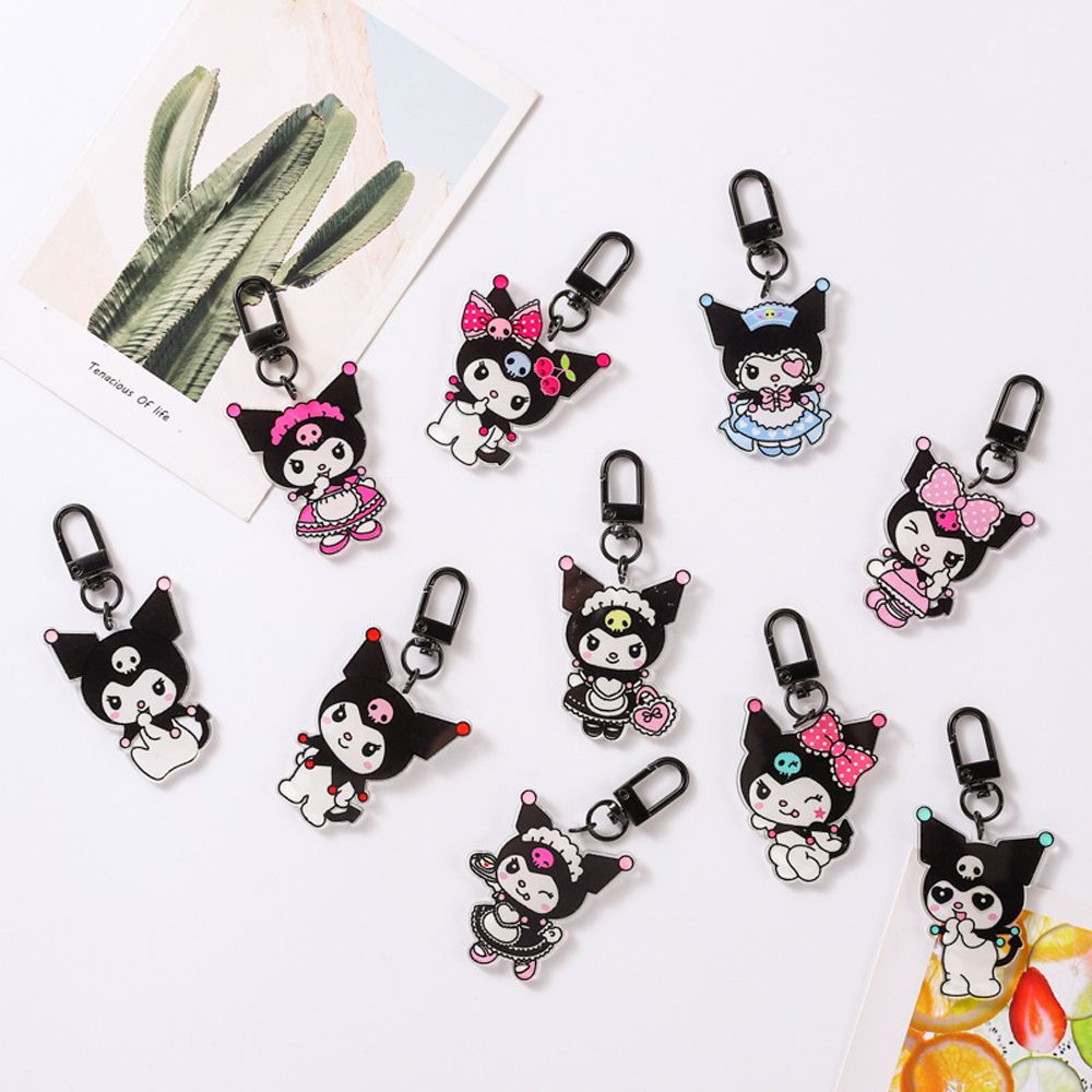 Needway  Creative Anime Key Chains Cute Cartoon Kuromi Korean Key Rings Backpack Hanging Charm Skull Car Key Ornaments Acrylic For Women Men Bag Pendant