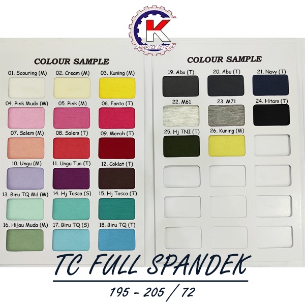 [KAHAPTEX] Bahan Kain TC Full Spandek 190-200/72 - Roll