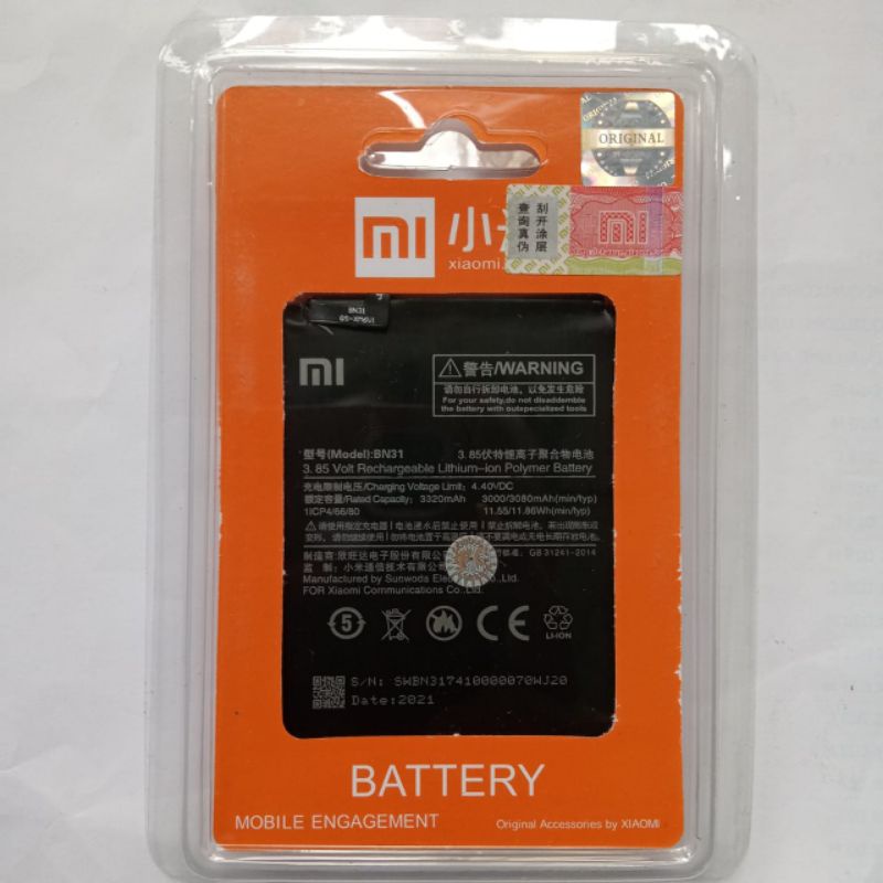 Baterai Batre Battery Redmi Note 5A BN 31 Note5A BN31 MI 5X MI A1 BN-31 Note 5A Pro Redmi S2 batu hp