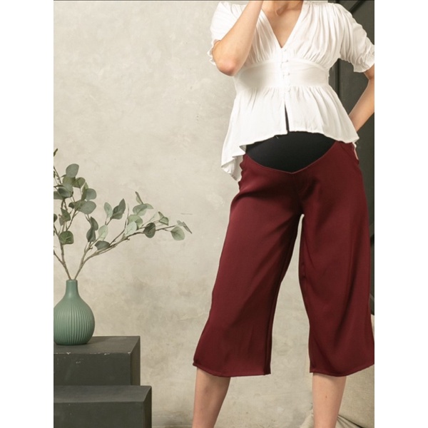 Coccolo Maternity Maroon Cullotes 7/8 / Celana Kulot Hamil Merah Marun