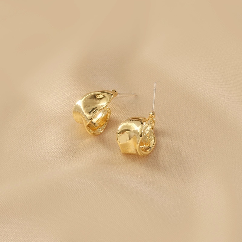 Anting Tusuk Asimetris Bahan Metal Gaya Korea Untuk Wanita