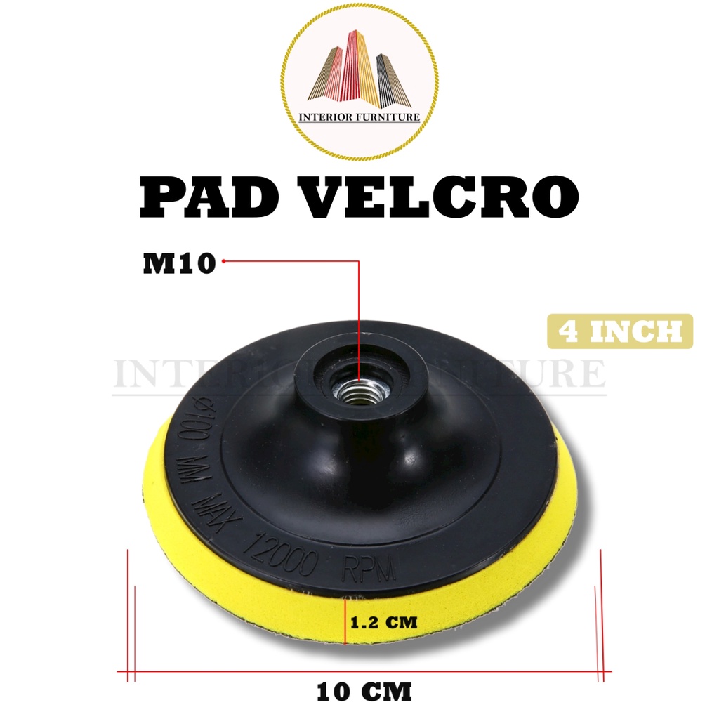 Pad Velcro M10 - Tatakan Amplas Velcro  4'' Inch /  isi 1 pcs