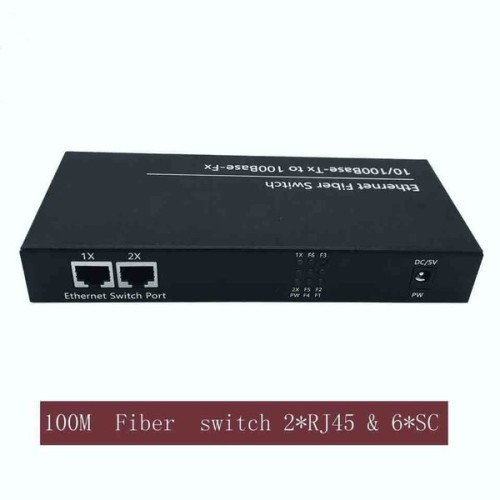 Converter LAN to Fiber Optic 10/100 Mbps - 6 port Fo 2 LAN