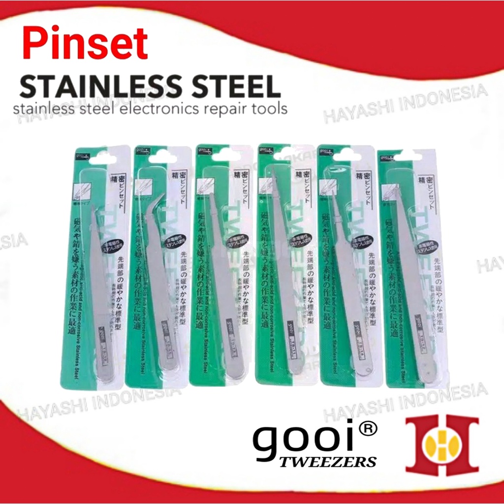 Pinset Lurus Pinset Bengkok Pinset Lancip Tweezer Anti Karat-10pcs