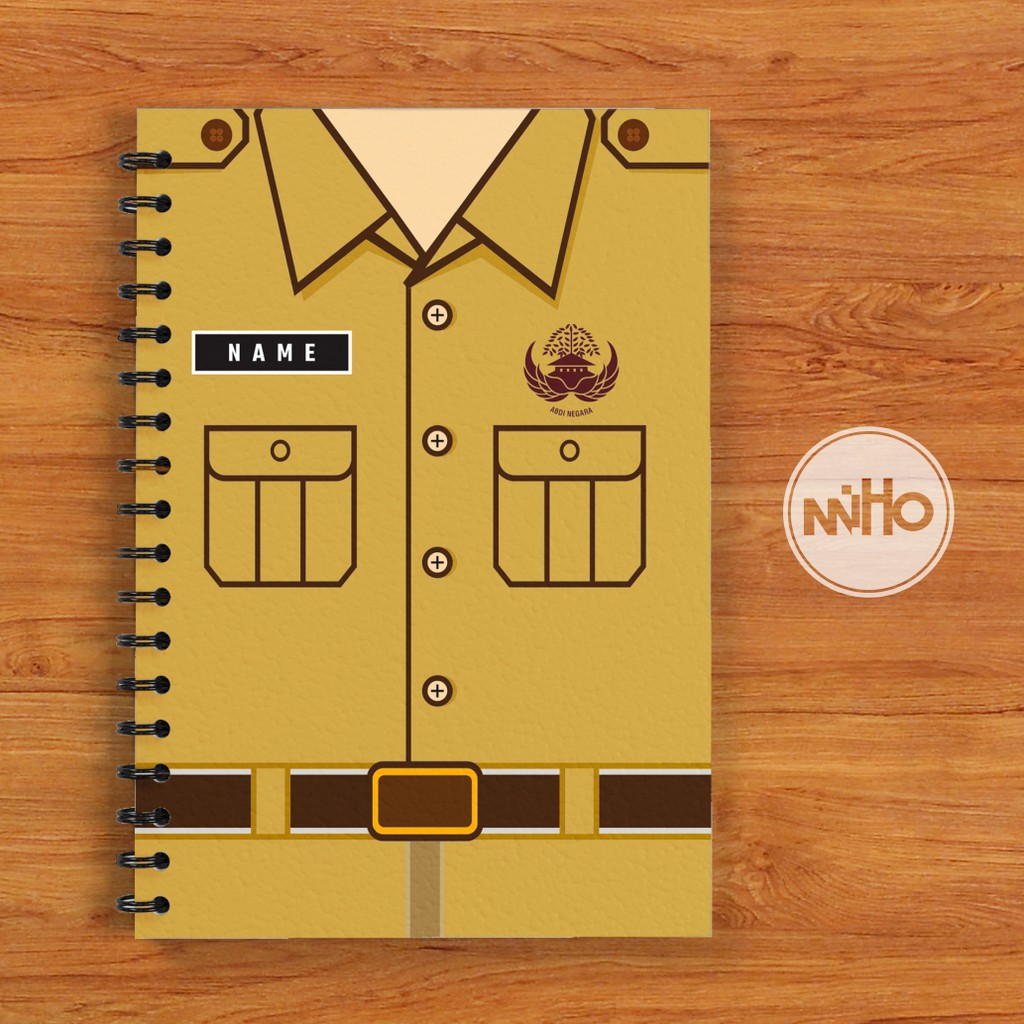 

Notebook Jilid Kawat Spiral A6 Custom Seragam PNS Kertas HVS / Hardcover / 60 lembar / Bergaris
