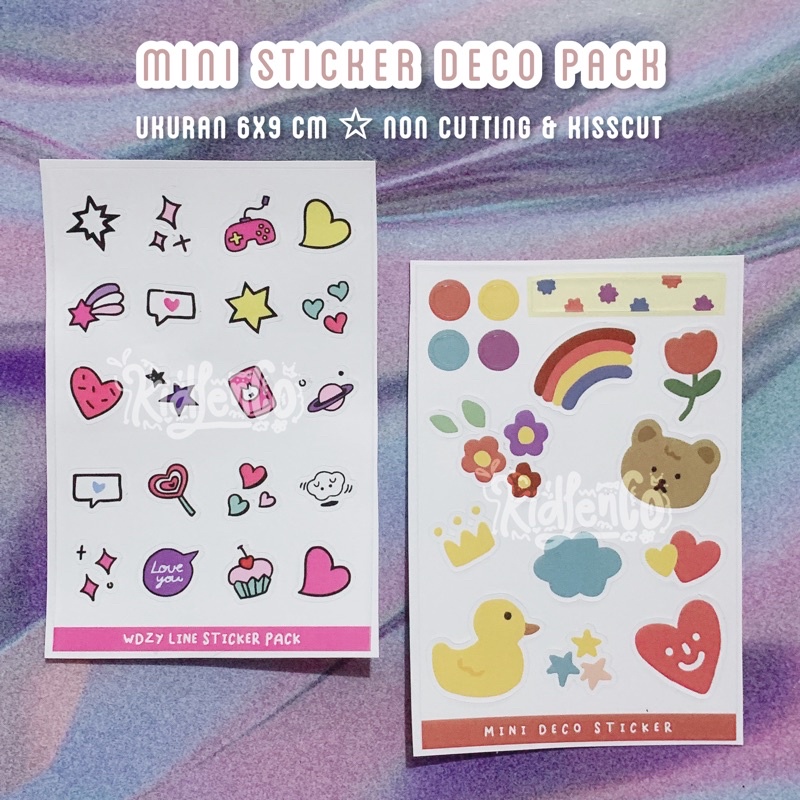 mini sticker deco pack ♡ wdzy line stiker dekorasi lucu pastel ♡ kiss cut non cutting