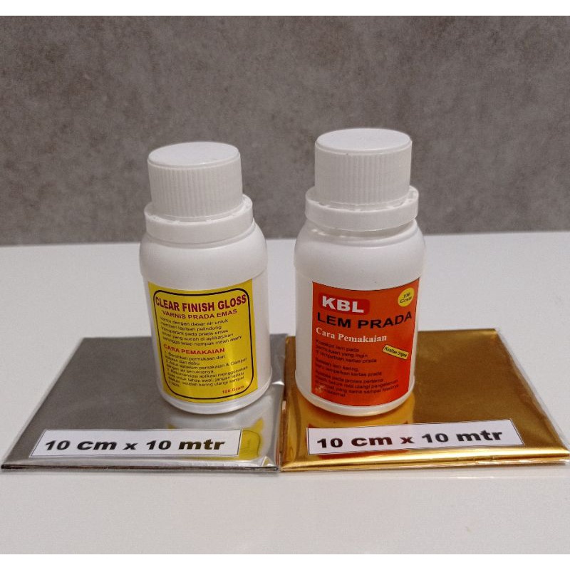 

Lem prada 100 gr + prada emas10cmx10+silver10cmx10+varnis 100gr