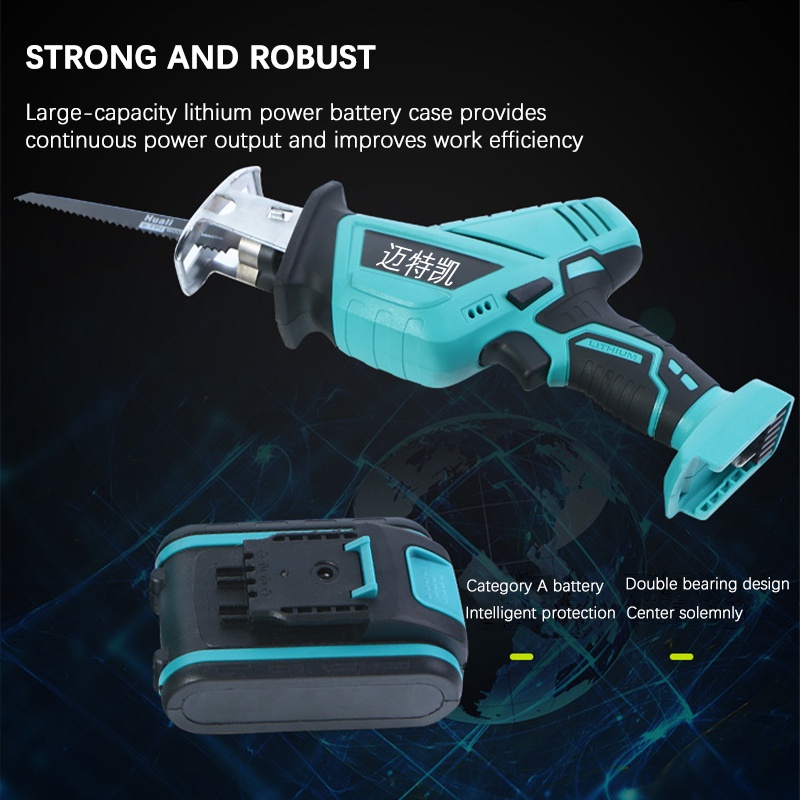 Mini Chainsaw 198V Cordless Reciprocating Saw Cordless Chainsaw Mesin Gergaji Besi Kayu Portable Gergaji Rantai Mini Portable Genggam Lithium Charger gergaji mesin