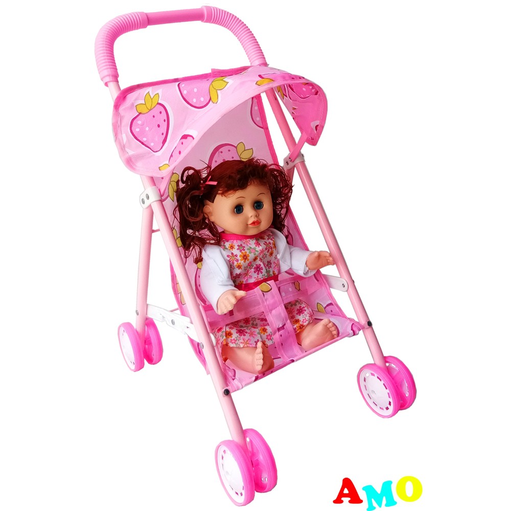 anekamainan MAINAN ANAK STROLLER BONEKA  BESI PR 17421 