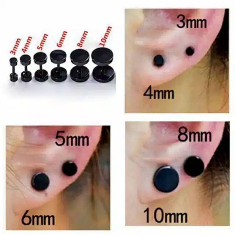 Anting Roda Hitam Polos Anting Tindik Anting Bulat Pria