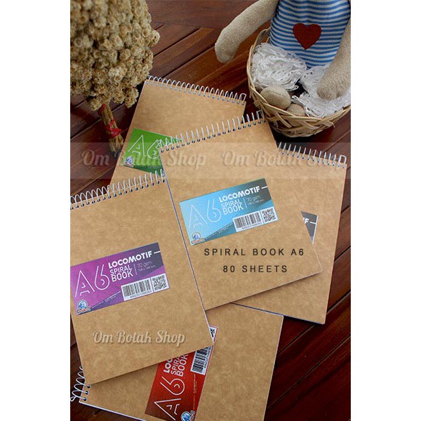 

NazlaStore Spiral Book A6 80 sheets KRAFT Garis- Buku Tulis Memo Locomotif 70 gsm
