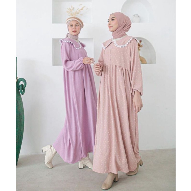 DRESS URAGIRI || GAMIS SAKILA URAGIRI PREMIUM CRINCLE DOTTY 1kg MUAT 3PCS