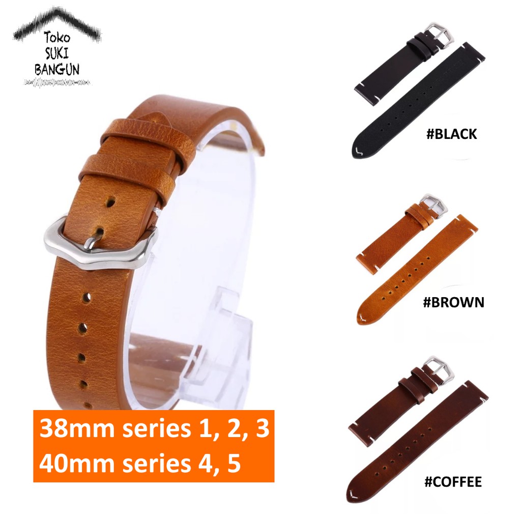 Strap Apple Watch Series 8 7 6 5 4 3 2 1 41mm 40mm 38mm TALI JAM Vintage OXFORD Genuine Leather