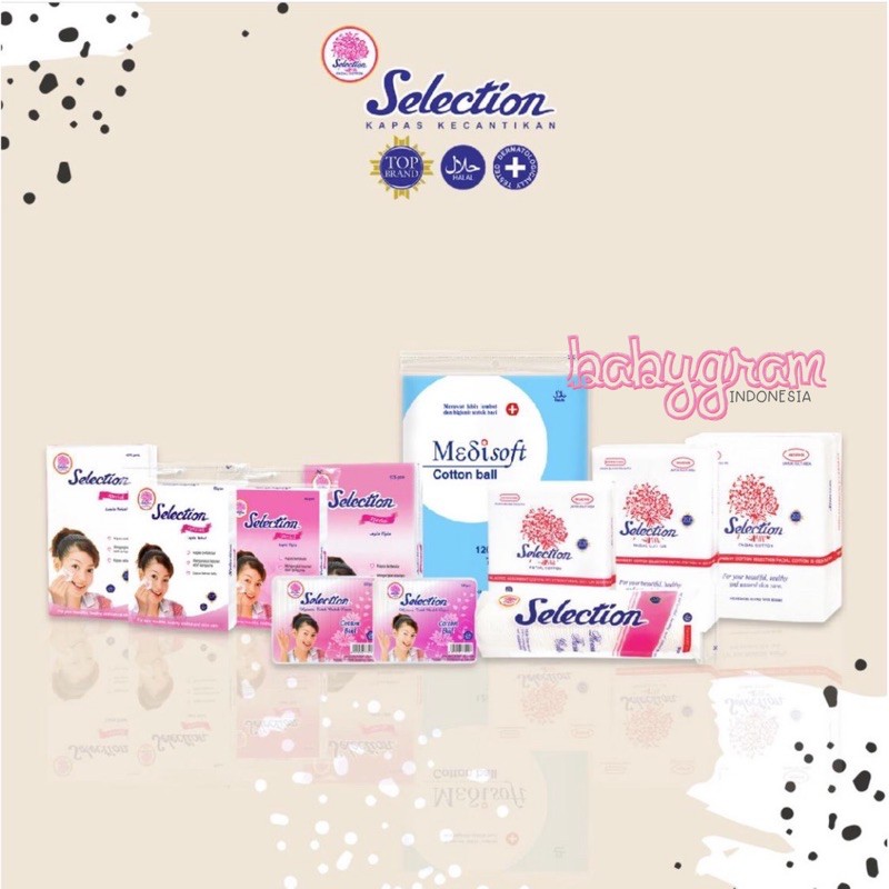 SELECTION kapas Facial Cotton Round Kapas Tipis Toner Wajah Bulat | Kotak | Bud | Bola 50 / 75 / 175