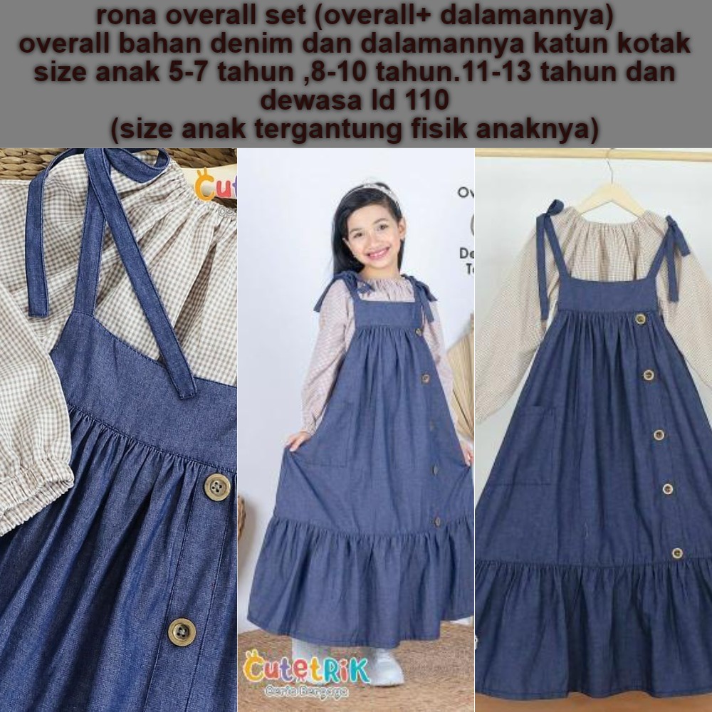 Rona Set Overall / Overall Wanita / Overall Dress / Overall Wanita Murah / Overall Wanita Muslim / Overall Set / Overall Set Wanita / Overall Set Inner / Overall Set Jumbo