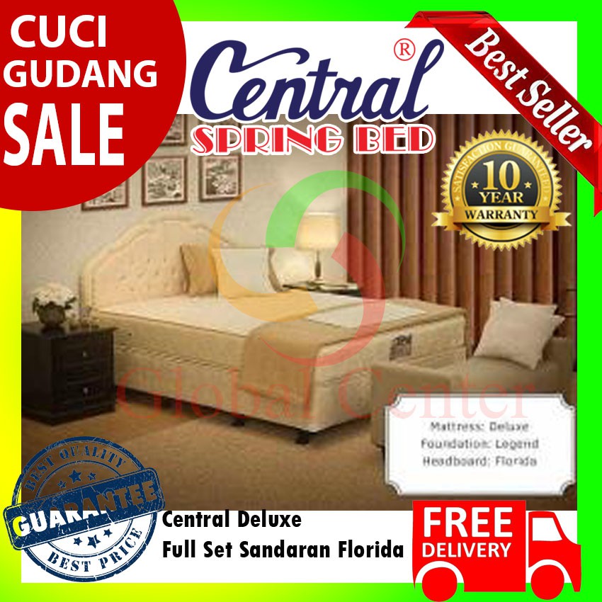 Springbed Central Deluxe 120x200 Full Set Sandaran Florida