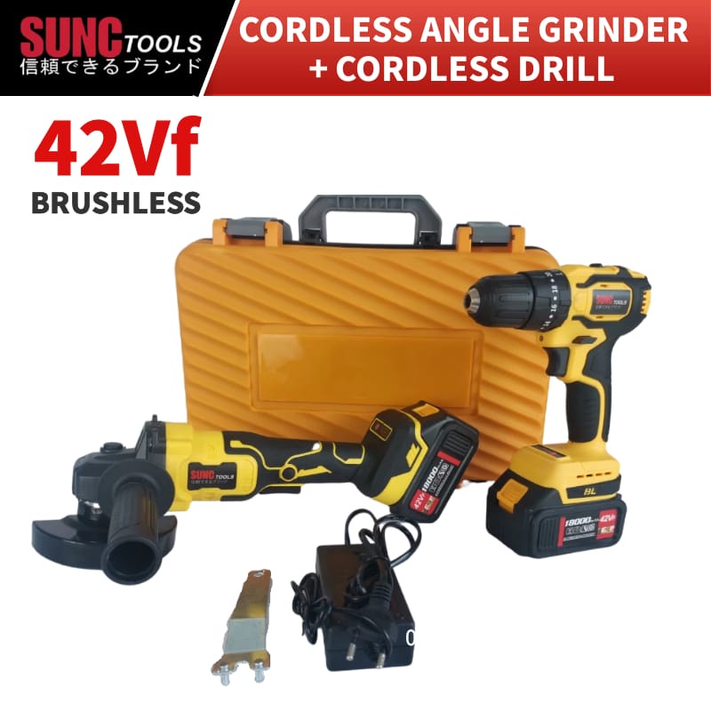 SUNC TOOLS Paket Mesin Gerinda + Bor Cordless Brushless 42Vf / Nagawa