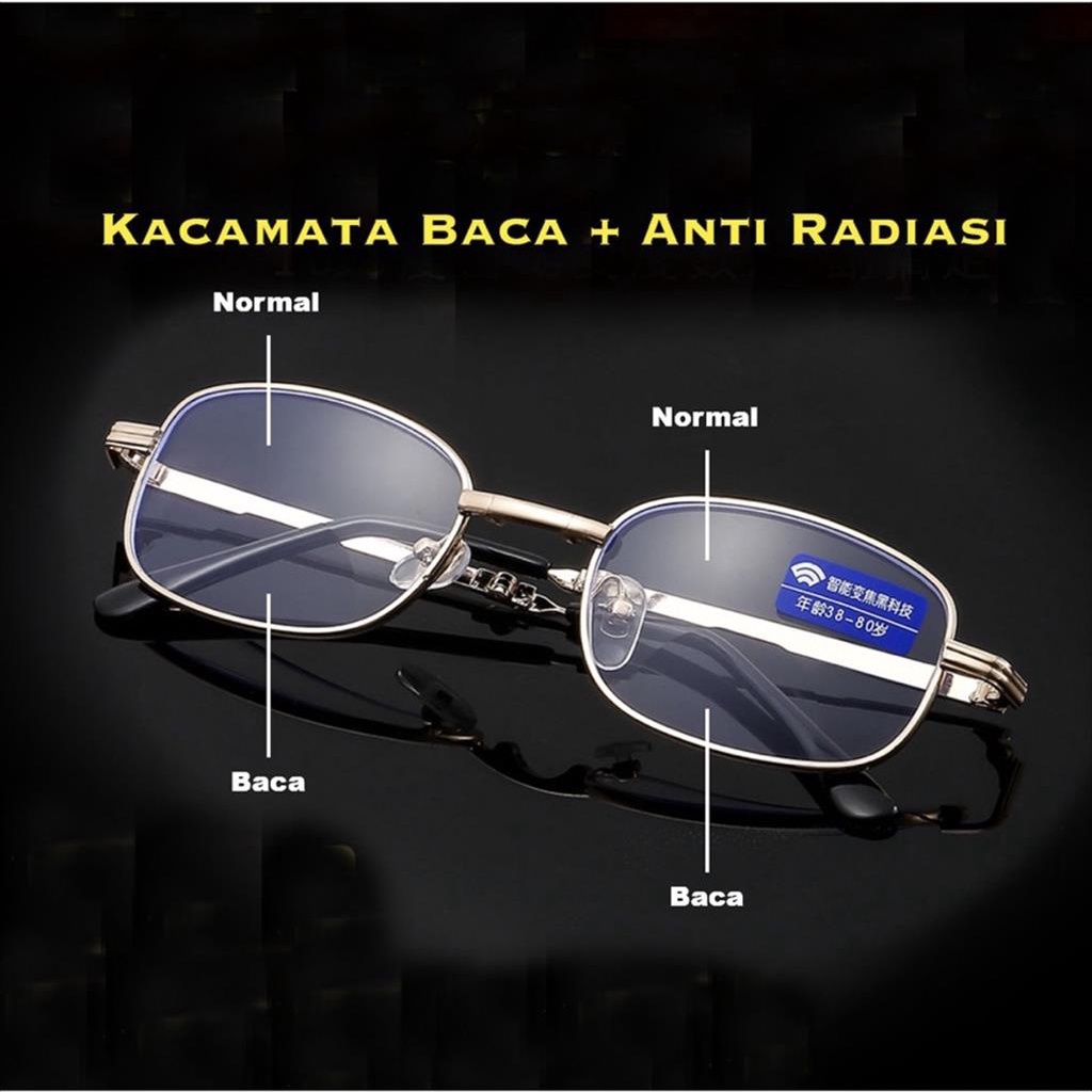 (Free Pocket) Kacamata Baca Lipat Lensa Plus Anti Radiasi +1.00 s/d + 4.00  Kacamata Pria Wanita Reading Glasses 305