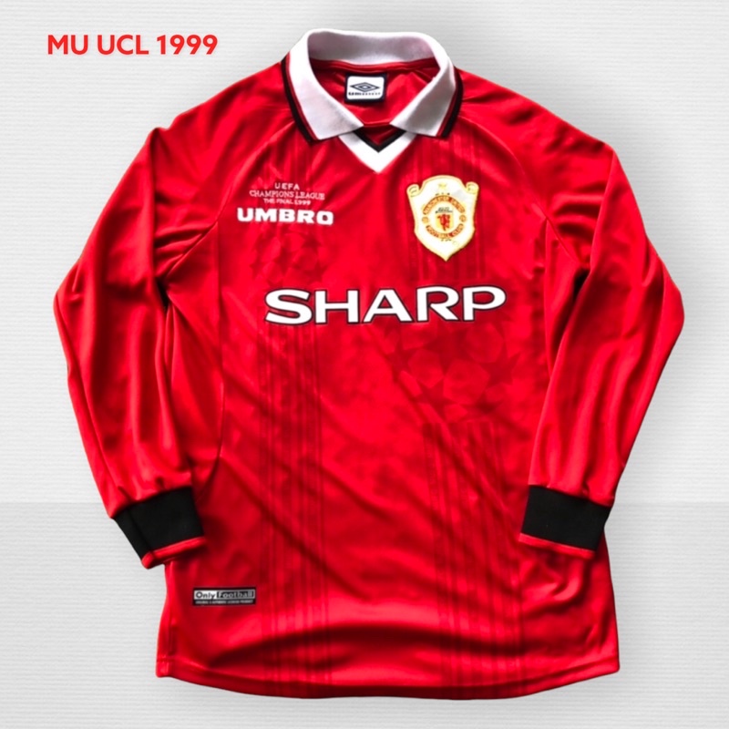 Jersey bola retro Emyu MU UCL Champions longsleeve Retro jersey