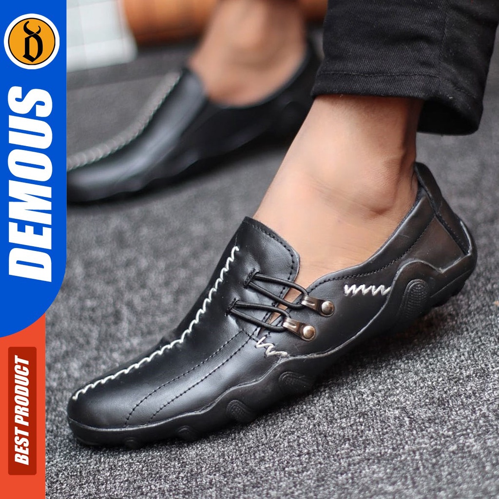 DEMOUS Zigce - Sepatu Formal Pria Pantofel Kulit Asli