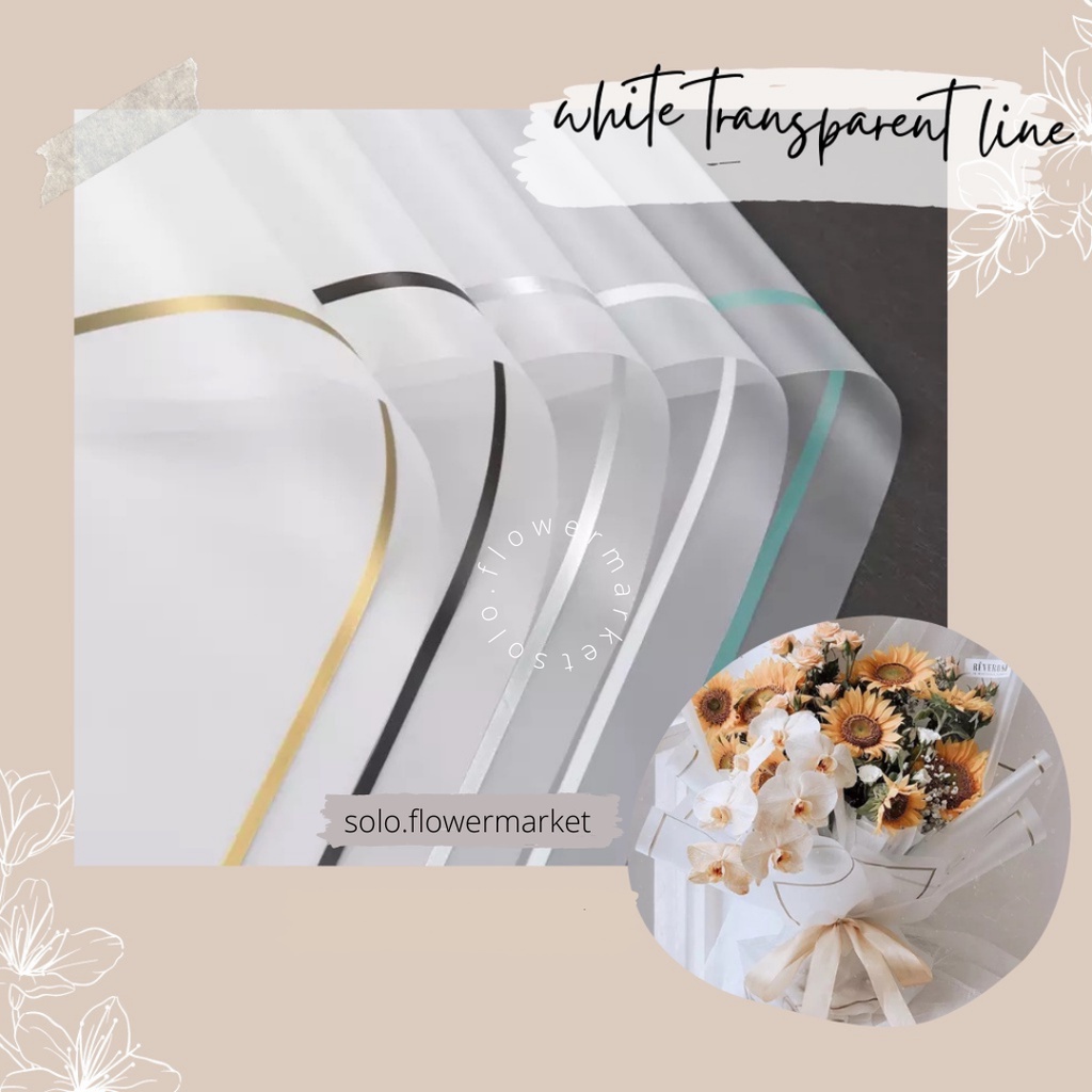 

(ECER) WHITE TRANSPARENT LINE COLOR FLOWER WRAPPING KERTAS BUKET PEMBUNGKUS BUNGA BUKET CELLOPHANE TERMURAH