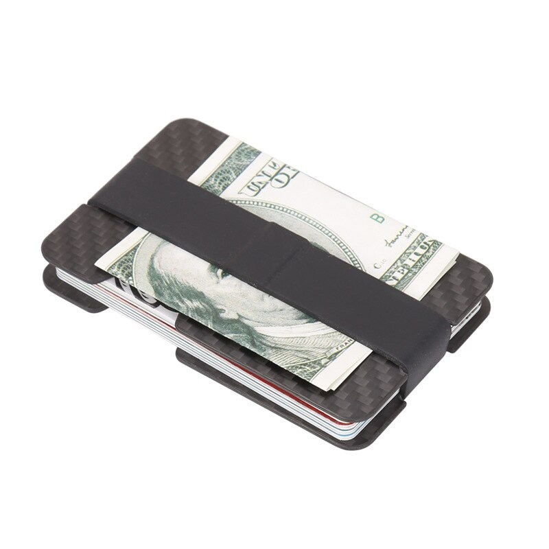 ID Card Holder  Kartu Anti-Pencuri RFID Compact Carbon Fiber Mini Money Clip Credit Card Sleeve