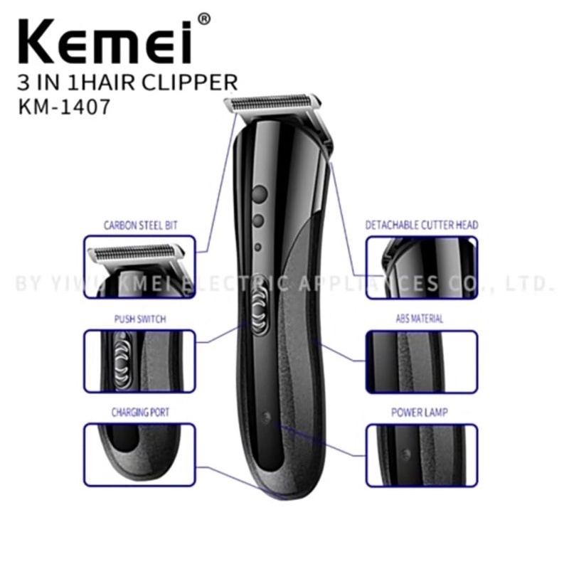 Alat Cukur Rambut Bulu Hidung Kumis Elektrik/3in1 Hair Clipper KM 1407 Shaver