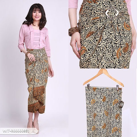 Rok Lilit / Kain Lilit Motif Kerang Coklat Gold