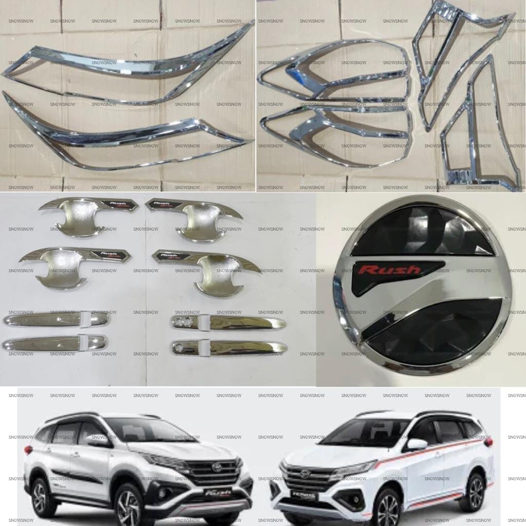 Paket Garnish Depan Belakang Outer Handle Tank Cover All New Rush Terios GR SPORT 2018 2022 Up Chrome