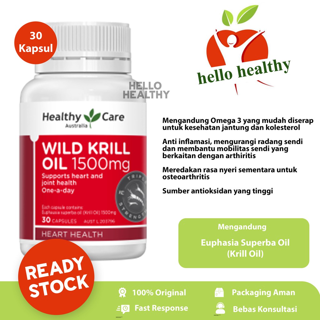 Healthy Care High Strength Wild Krill Oil 1500mg - HelloHealthy