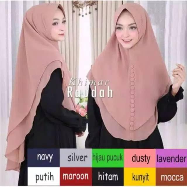 Khimar Mini Raudah Oval 2 Layer Kancing