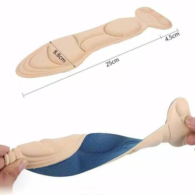 Insoles Busa 4D T-Shape Insole Alas Sepatu Heels, mengatasi sepatu kebesaran, pelindung tumit