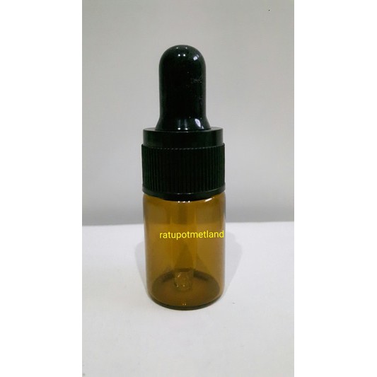 Botol 9 ml kaca coklat tipis pipet hitam