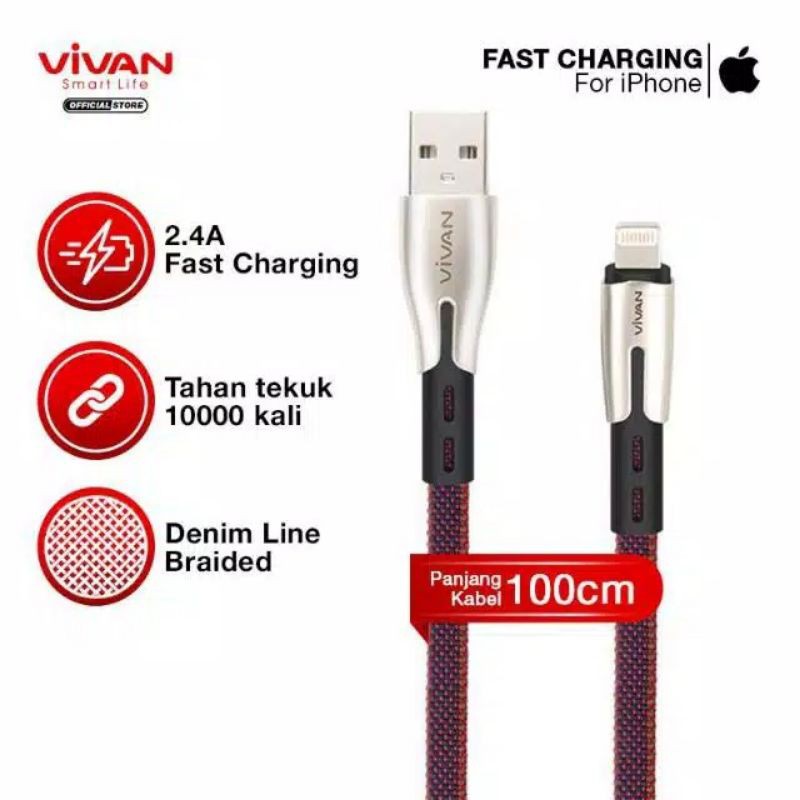 kabel data usb vivan btk-l for iphone preemium quality kabel 1meter