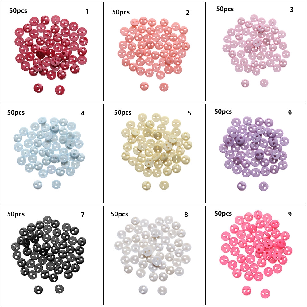 Rowan 50Pcs Kancing Mini Warna Permen Ukuran 4mm untuk Aksesoris Craft Boneka