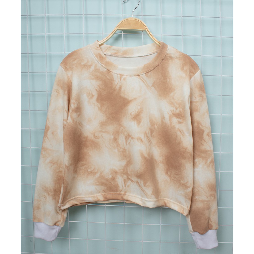 HIPNOP LADIES CLEO SWEATER CROP BASIC WANITA MOTIF TIE DYE