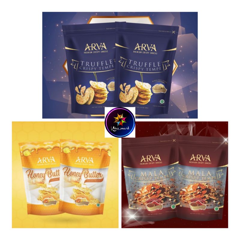 

ARVA Crispy Tempe 100gr Mala/Honey Butter/Truffle/Keripik Tempe harga 1 pcs